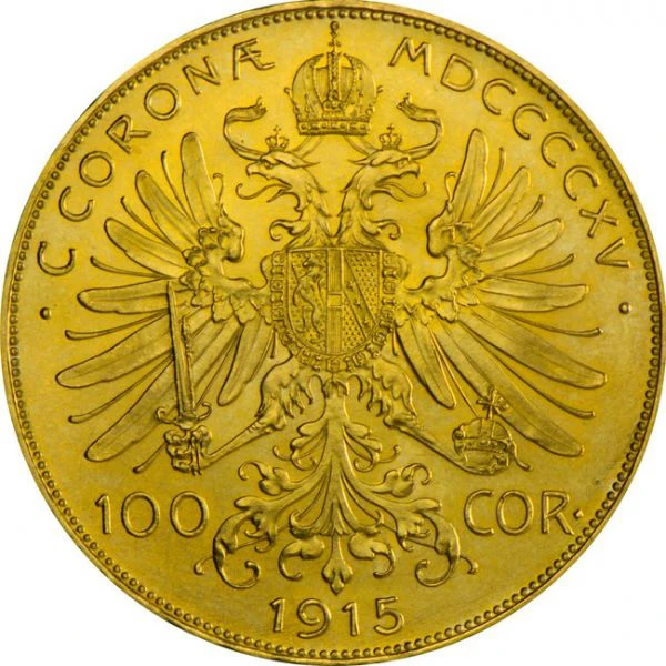 100 korún František Jozef I 1915 (novorazba)