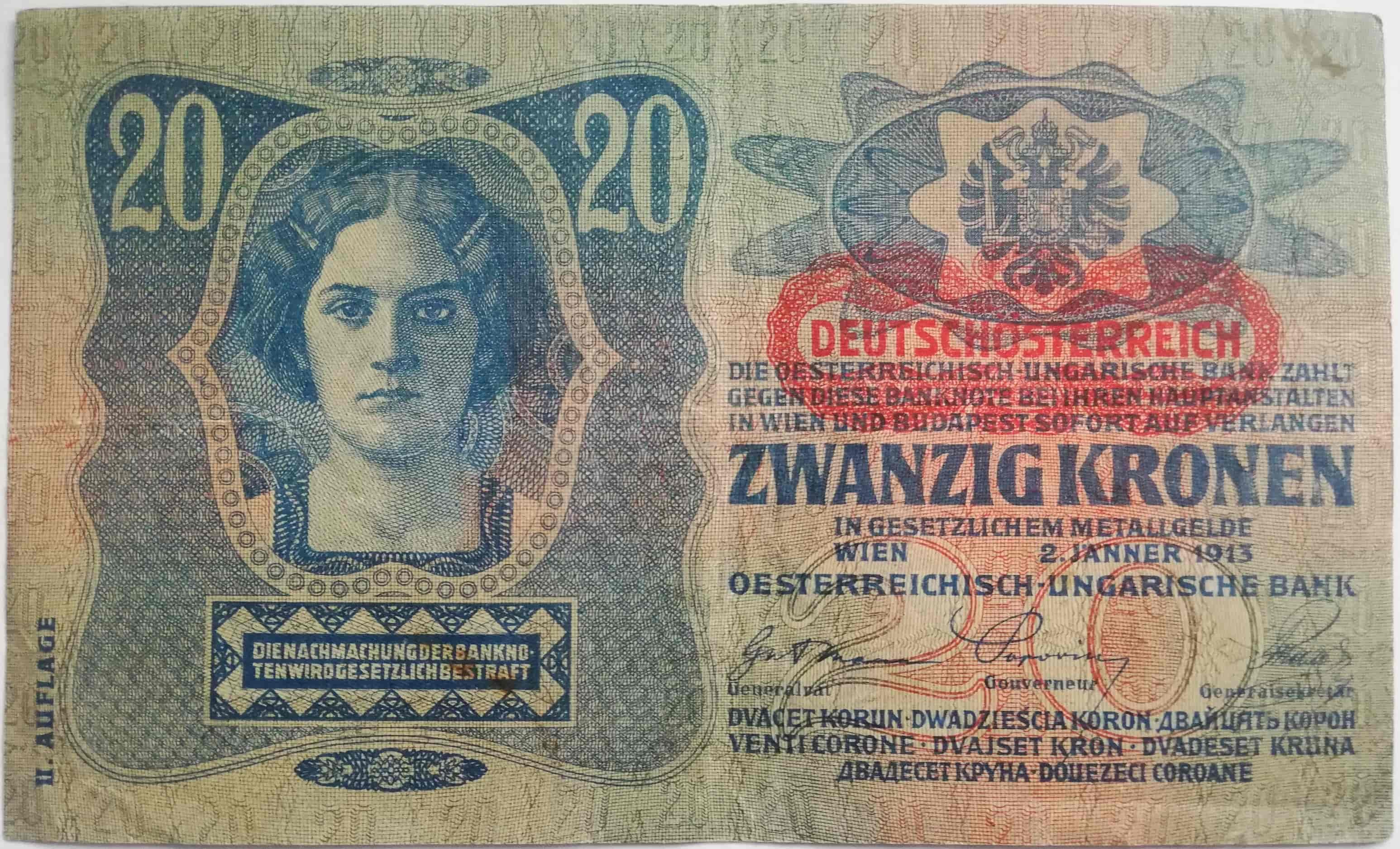 20 Kronen 1913 pretlač DO