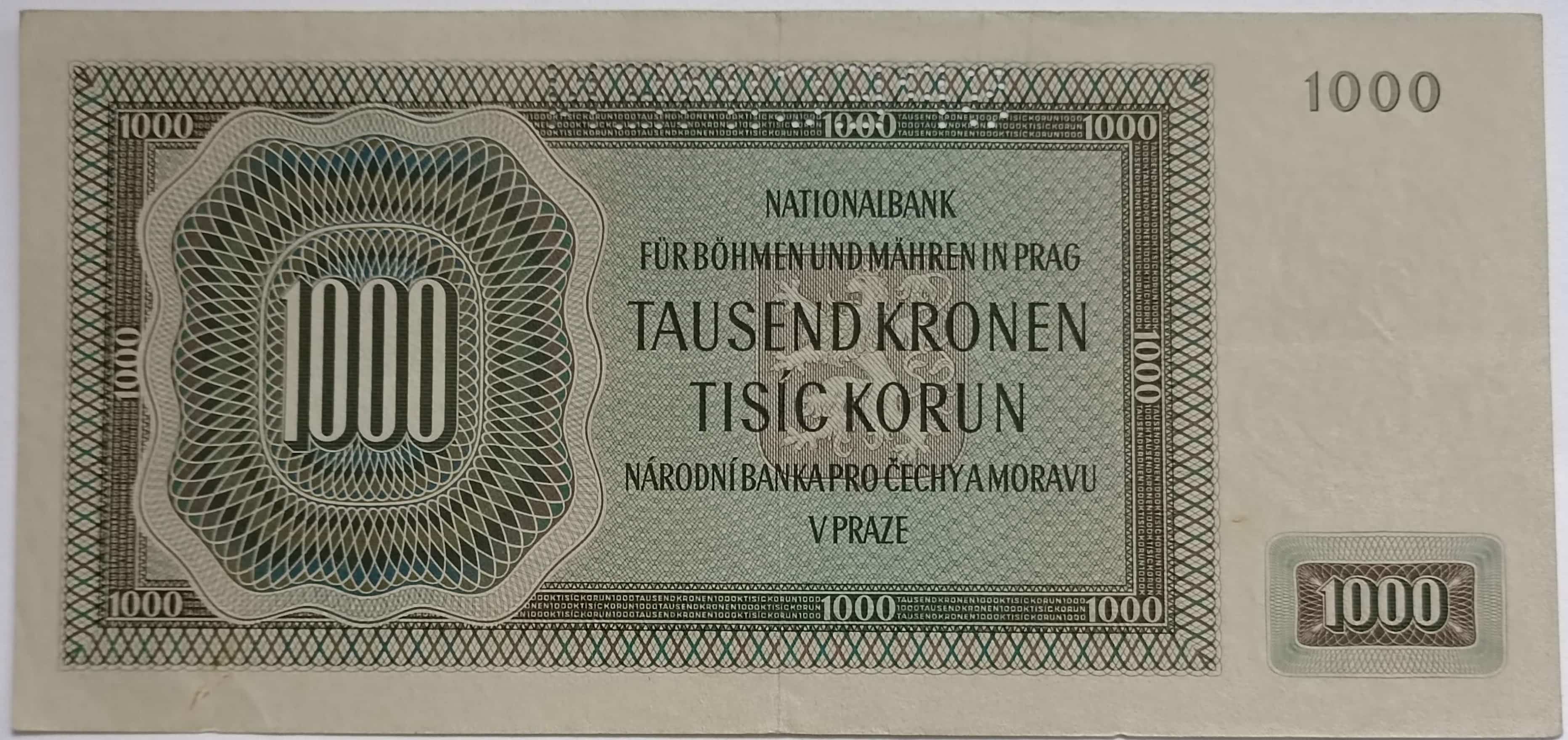 1000 korún 1942 H I. vydanie