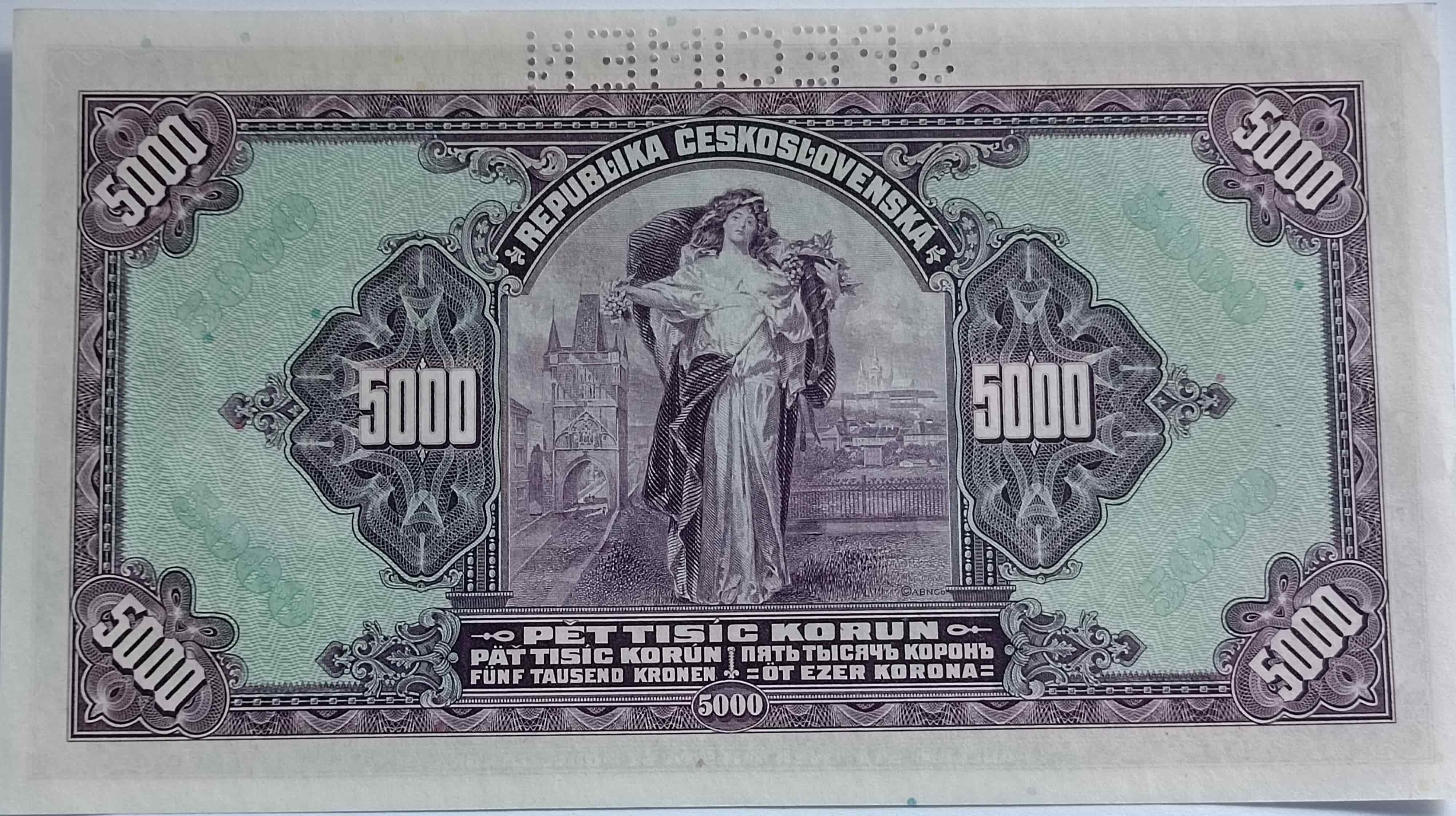 5000 Kč 1920  Pretlač 1943 C
