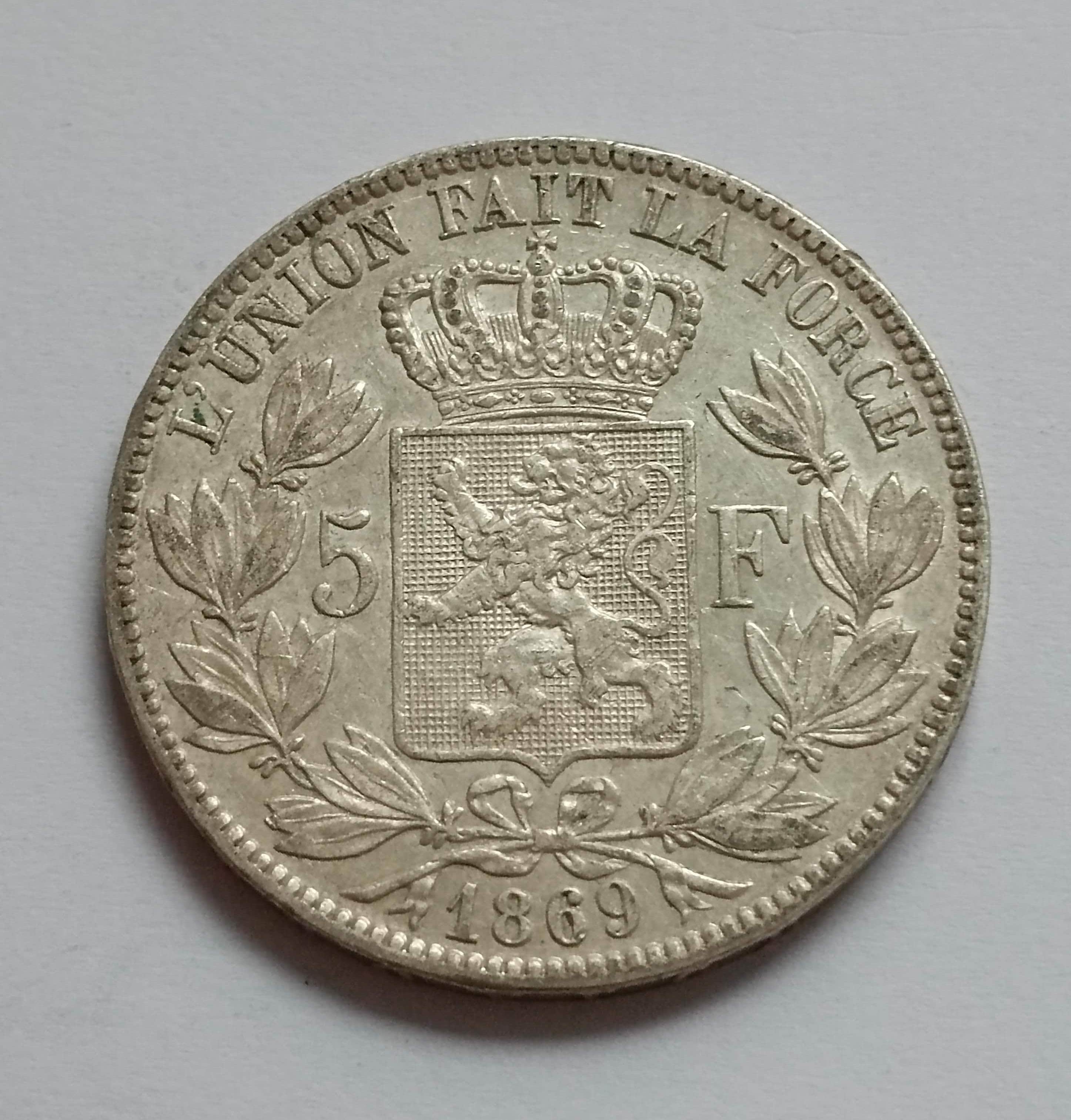 5 Francs  1869 Leopold II