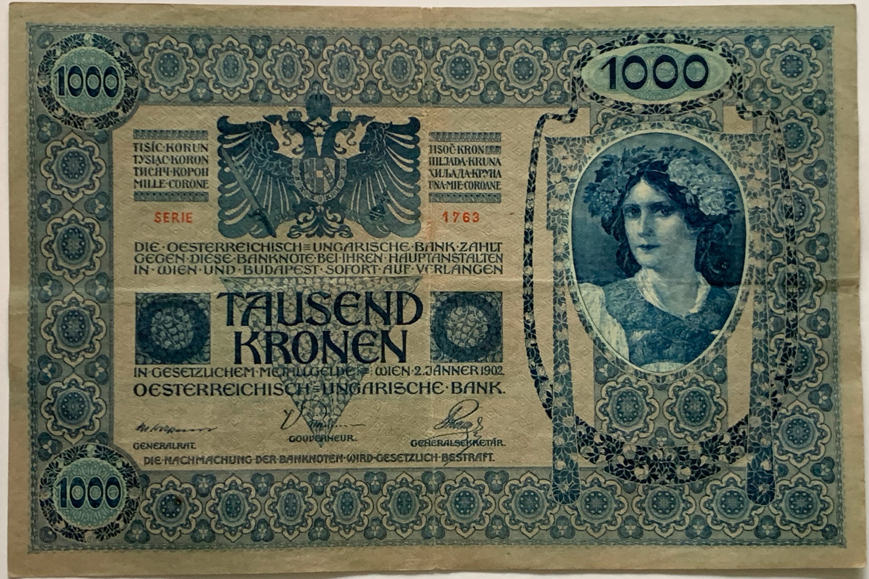 1000 Kronen 1902 pretlač DO