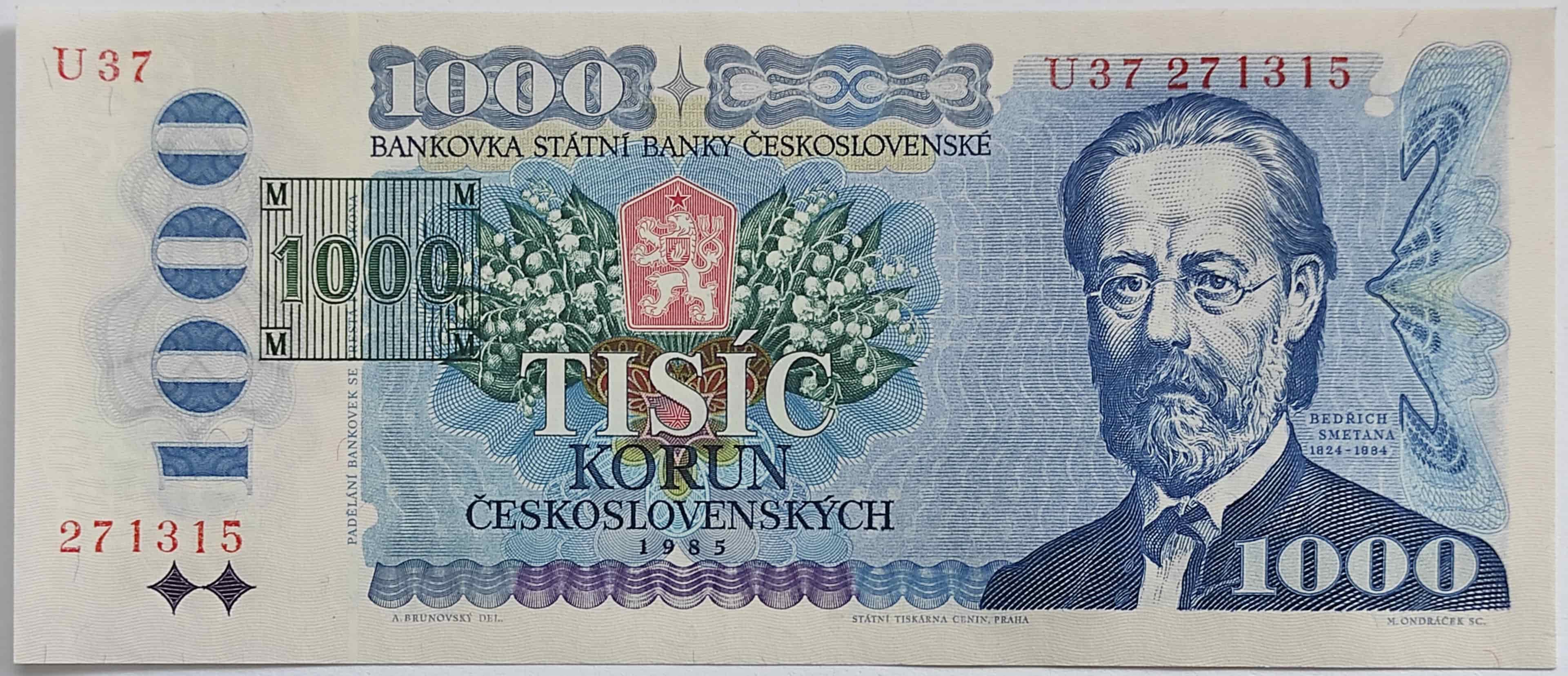 1000 Kčs 1985 U37 ČR kolok tlačený 