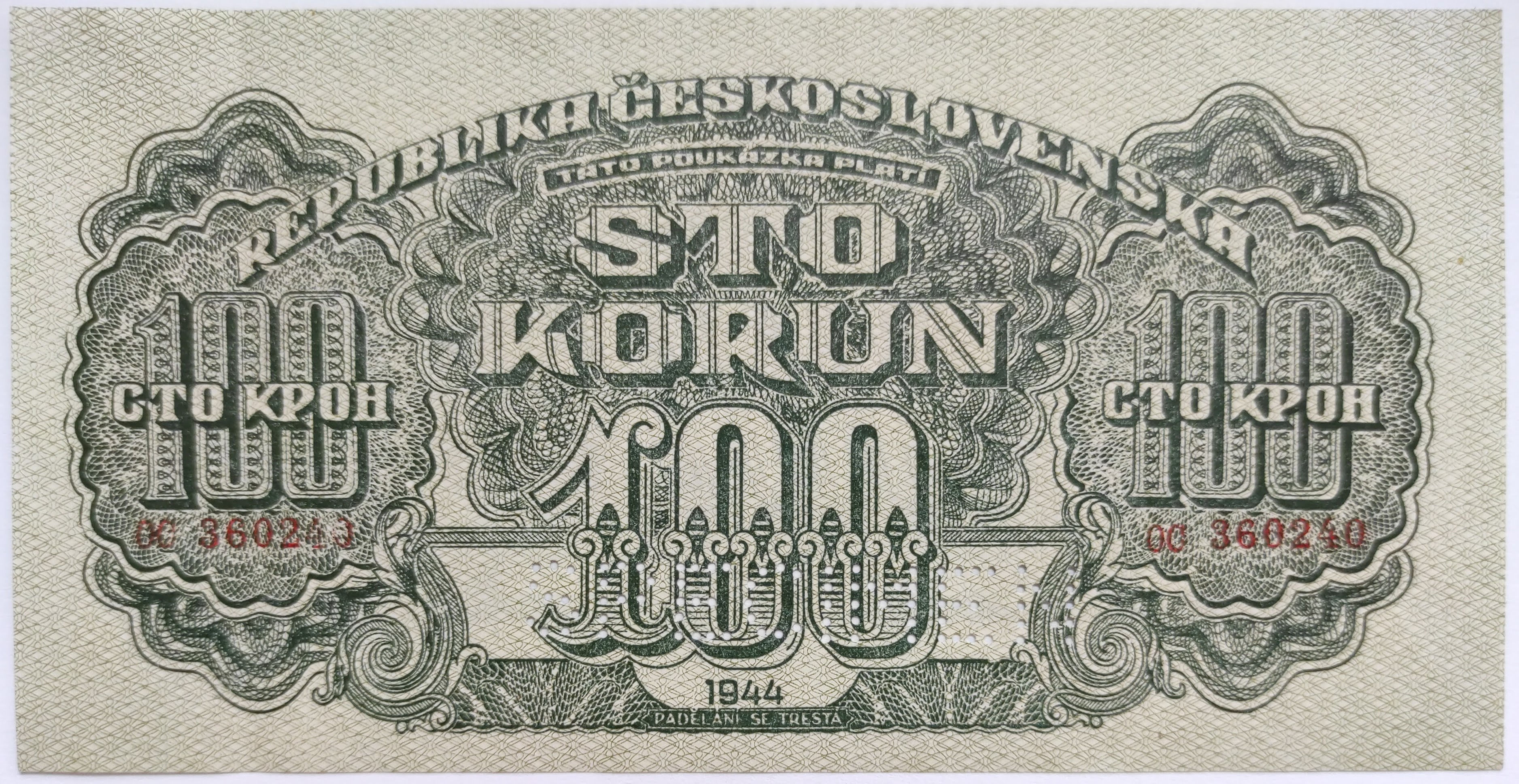 100 korún 1944 OC - TÁTO