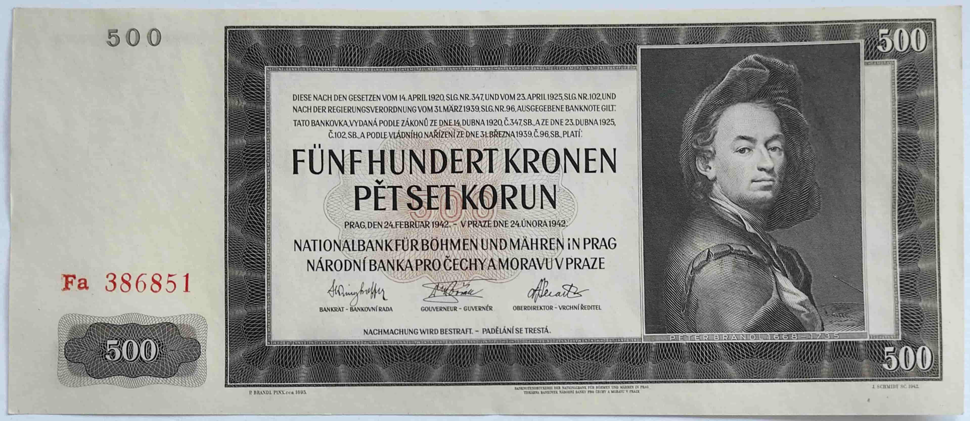 500 korún 1942 Fa