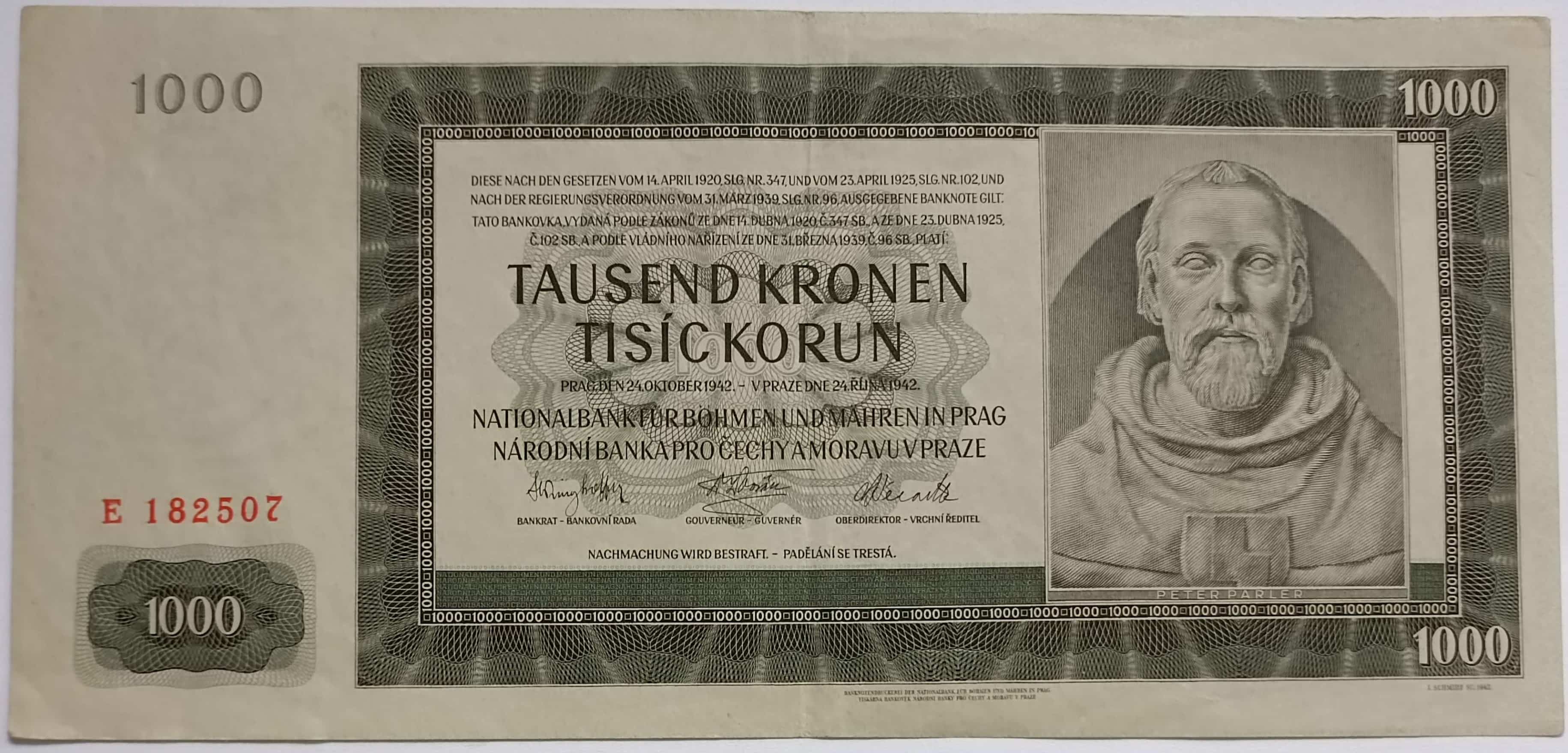 1000 korún 1942  E I. vydanie