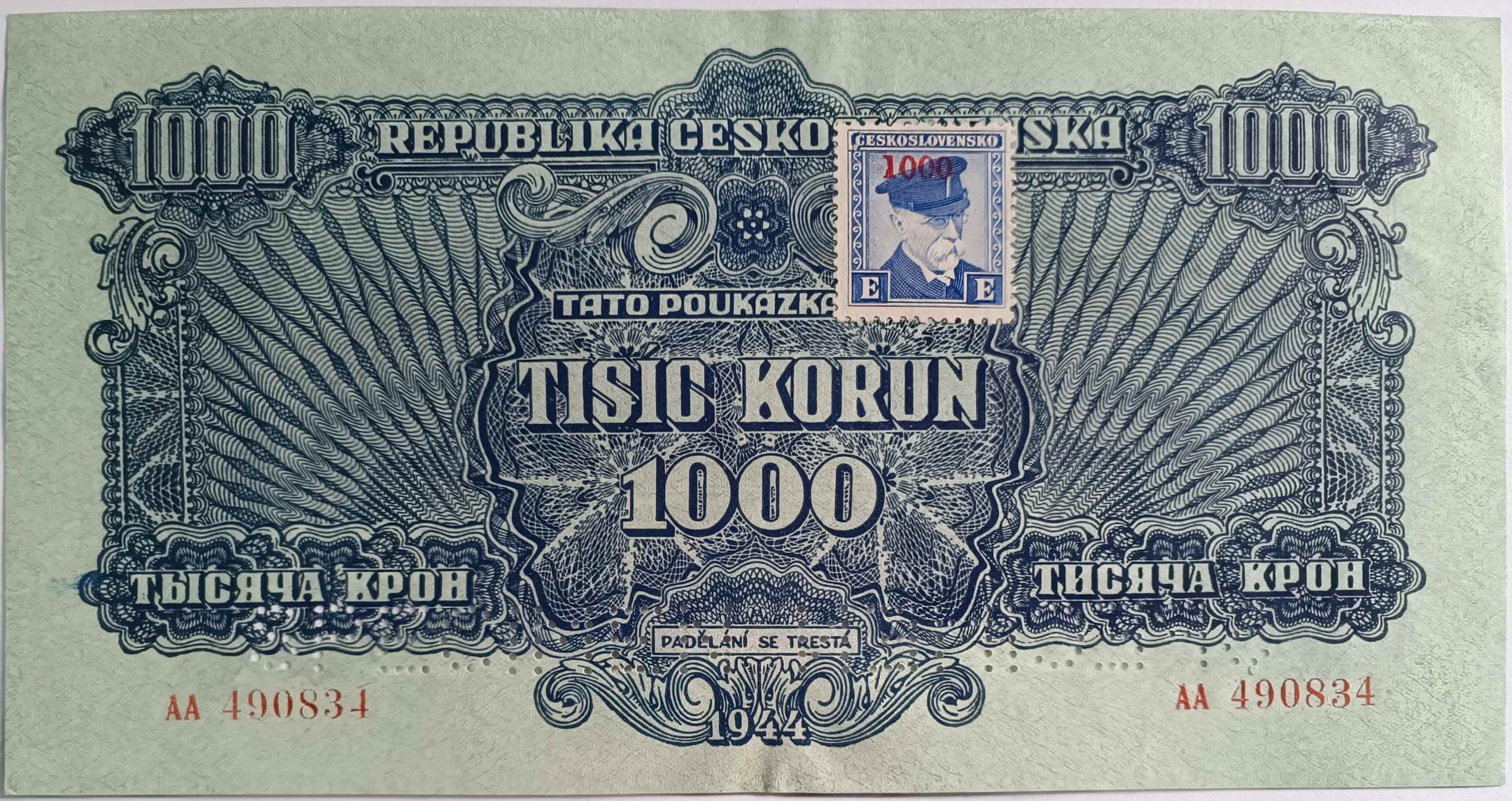 1000 korún 1944 AA kolok