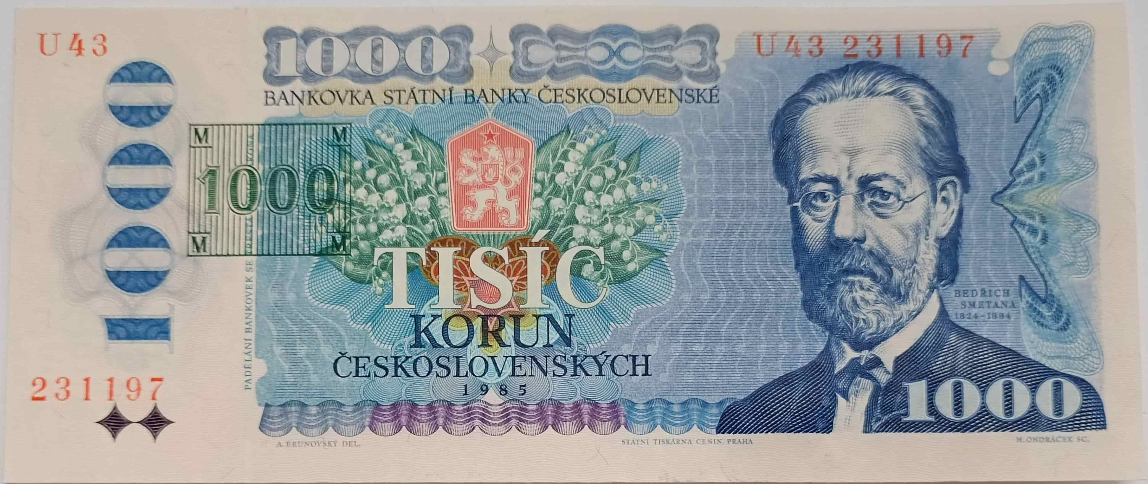 1000 Kčs 1985 U43 ČR kolok tlačený 