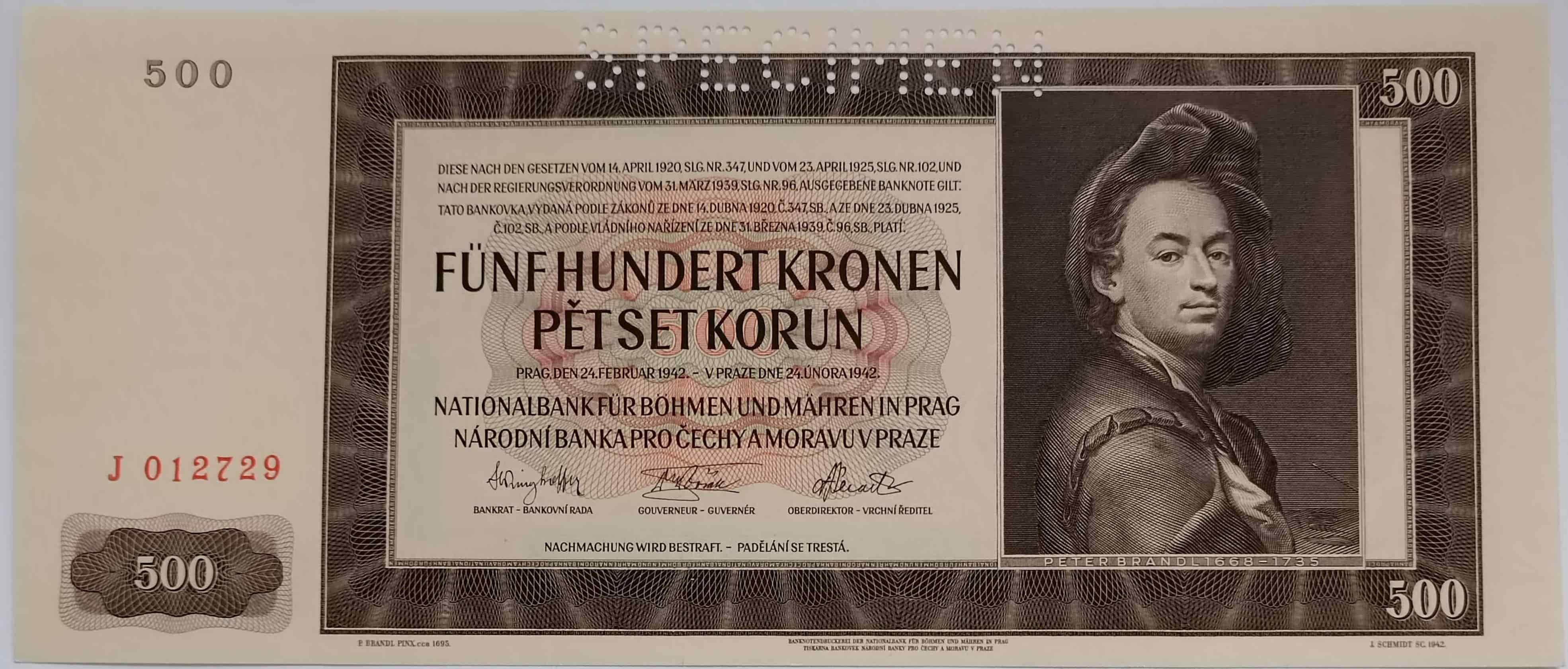 500 korún 1942 J 