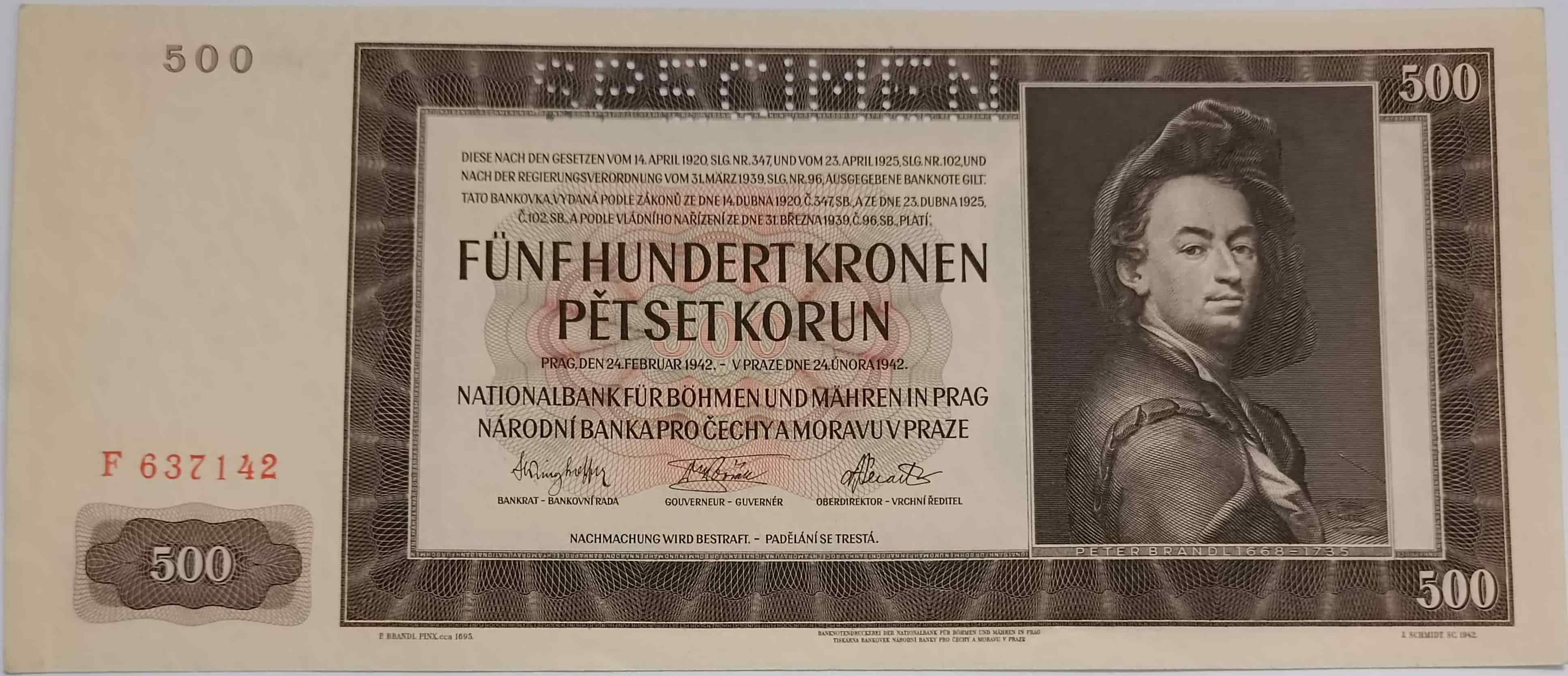 500 korún 1942 F