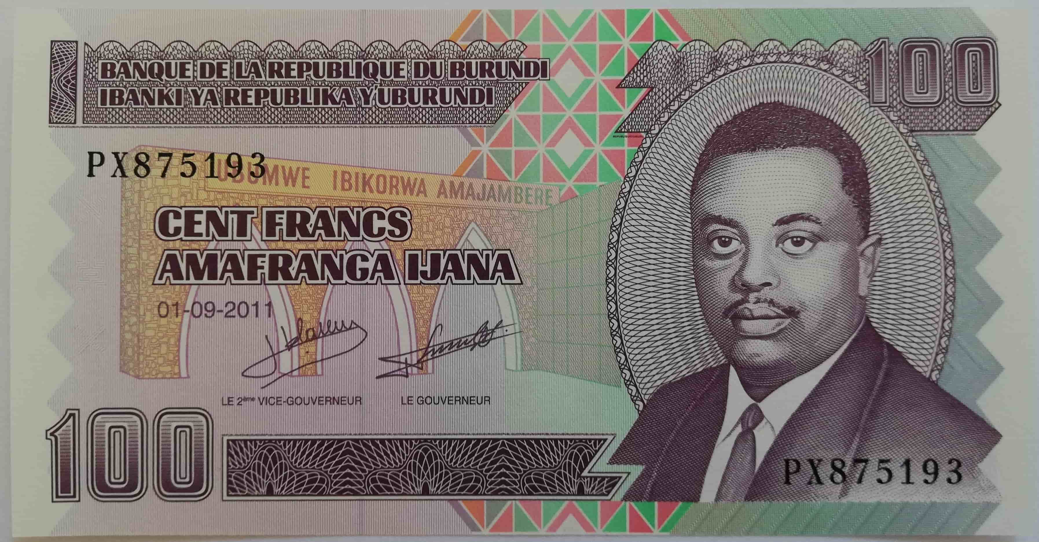 100 Francs 2011 Burundi