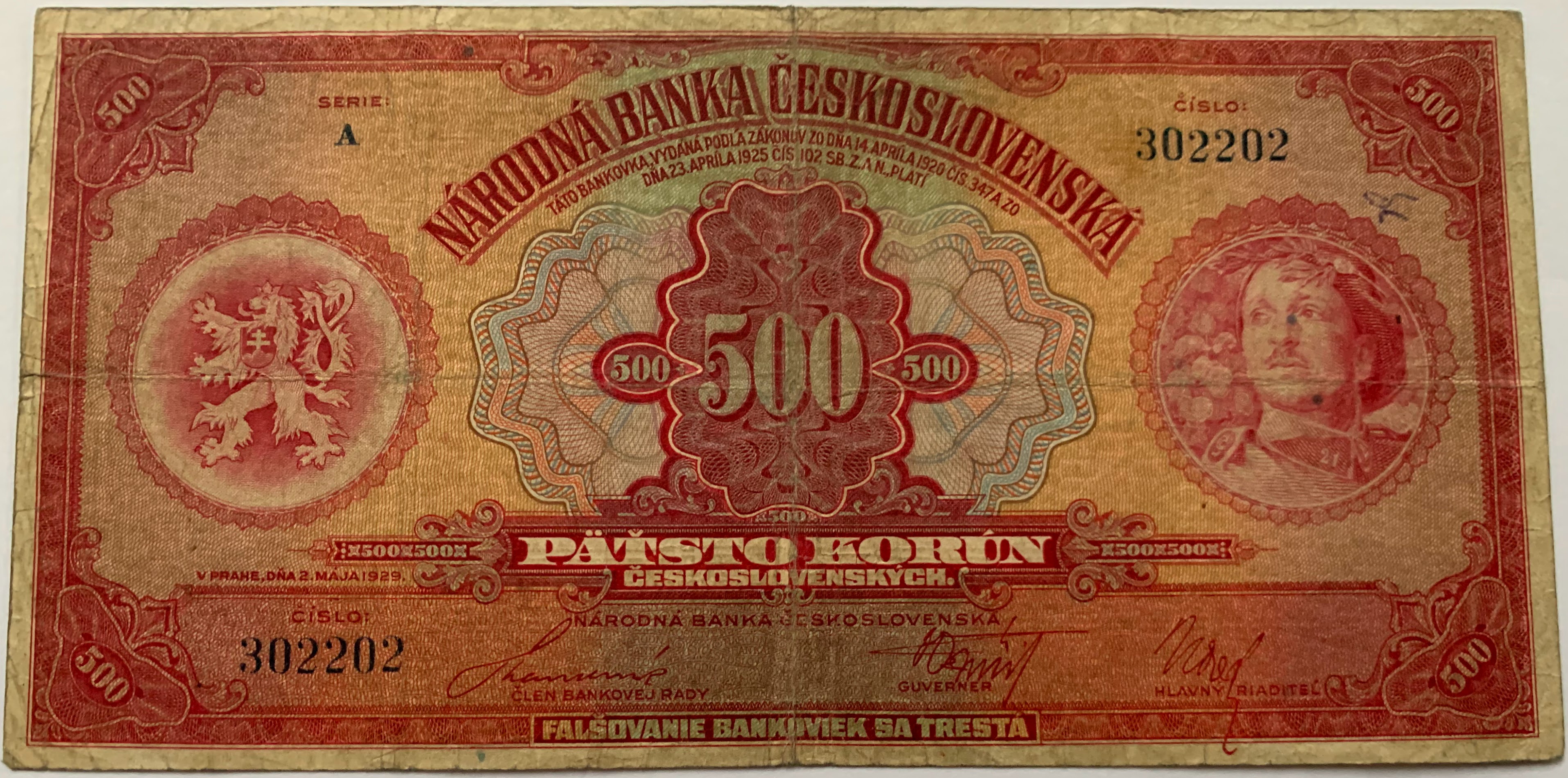 500 Kč 1929 A