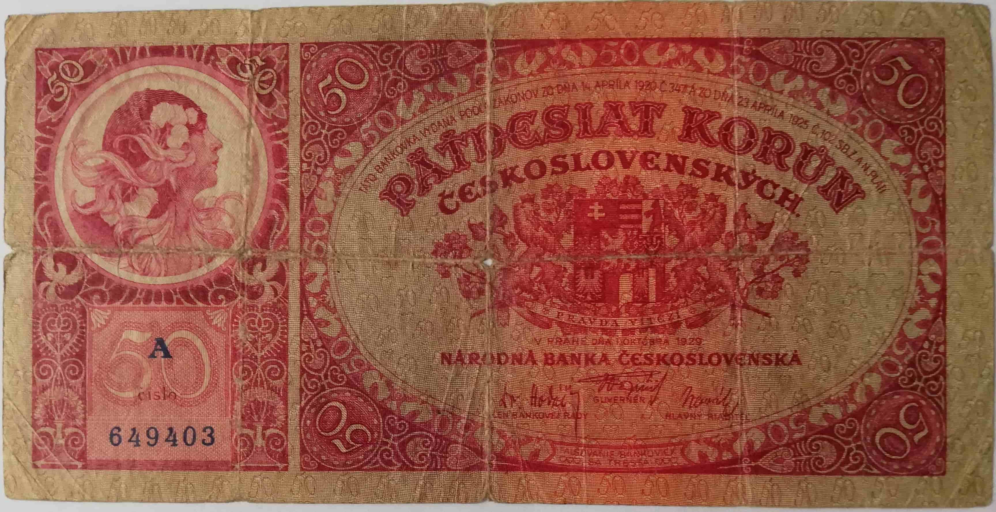 50 Kč 1929 - Séria A