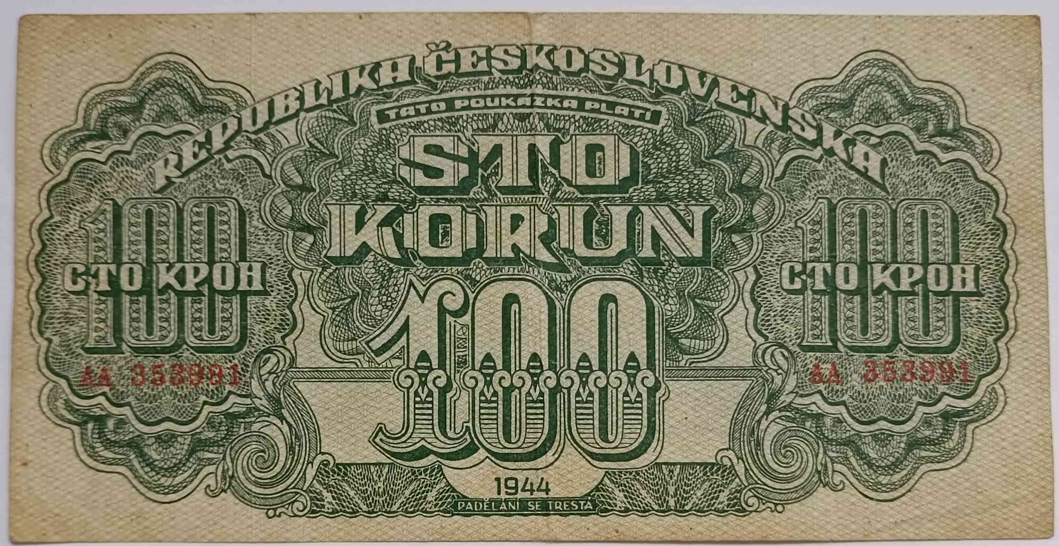100 korún 1944  AA