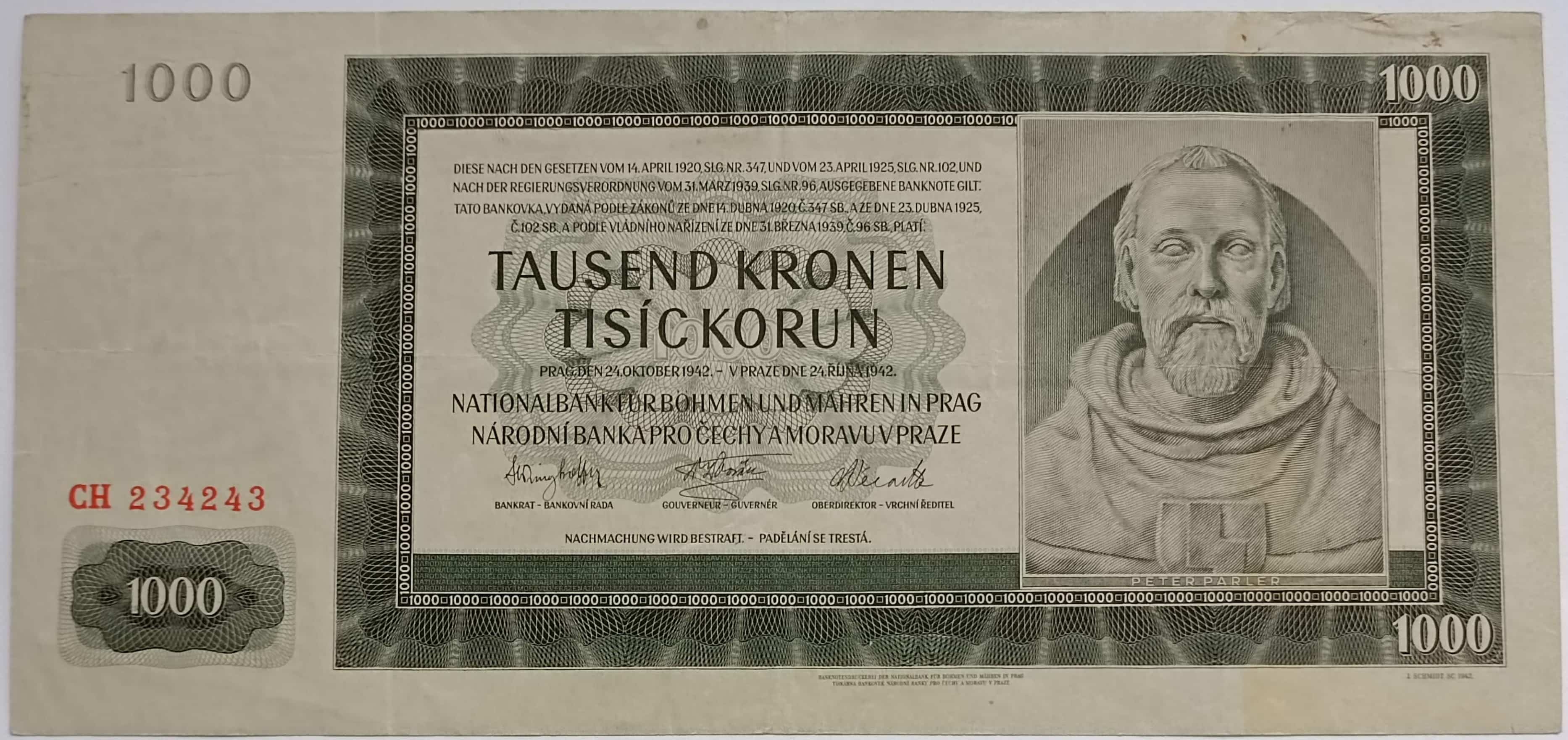 1000 korún 1942 CH I. vydanie