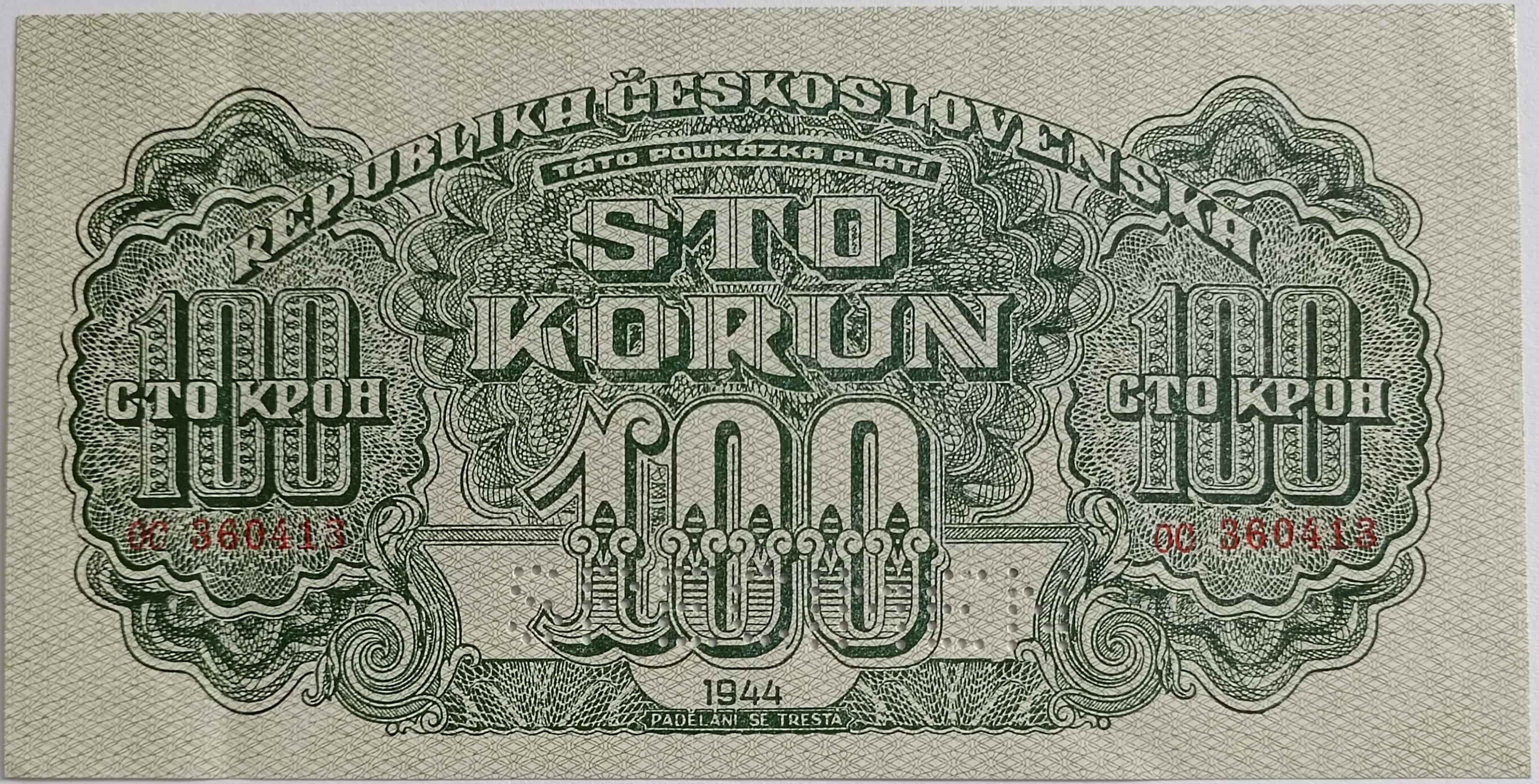 100 korún 1944 OC TÁTO
