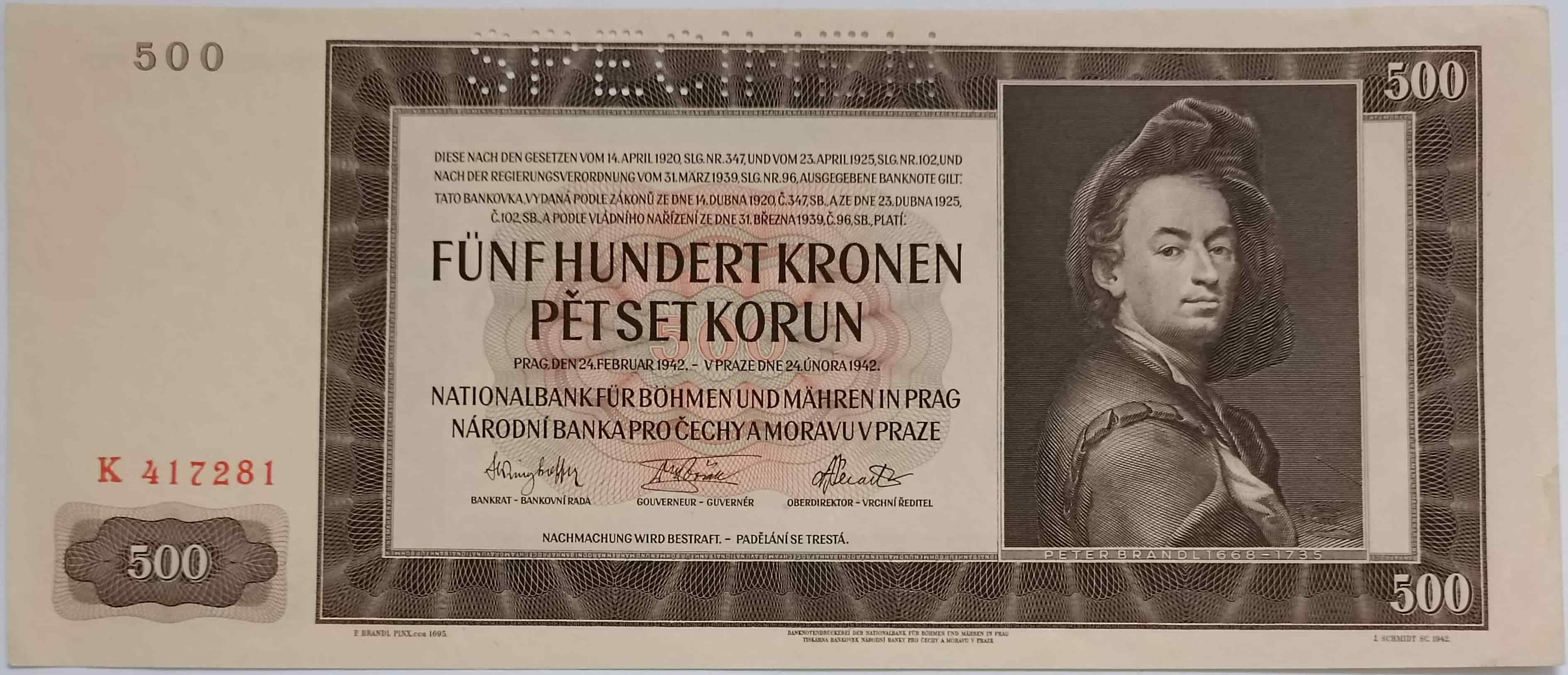 500 korún 1942 K