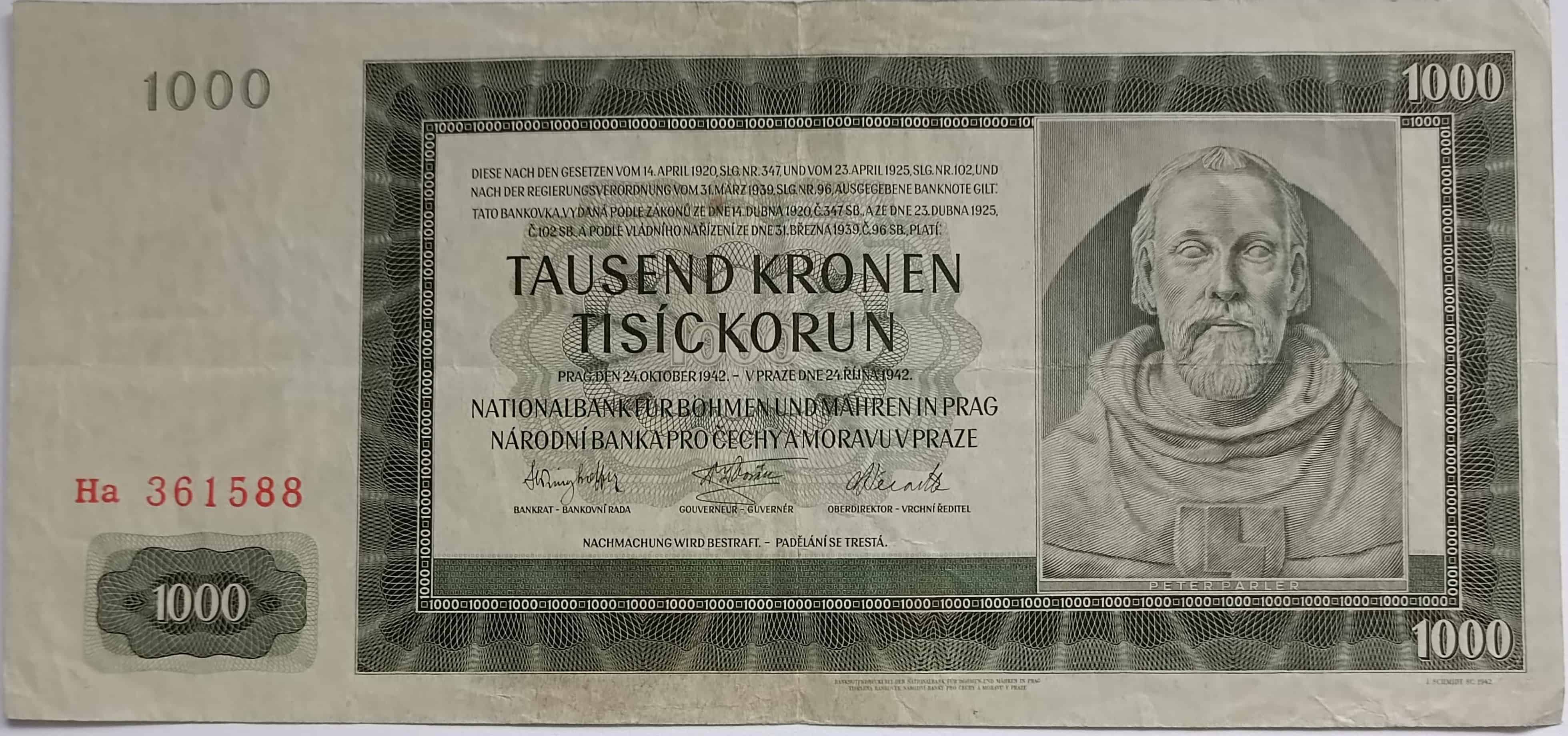 1000 korún 1942 Ha