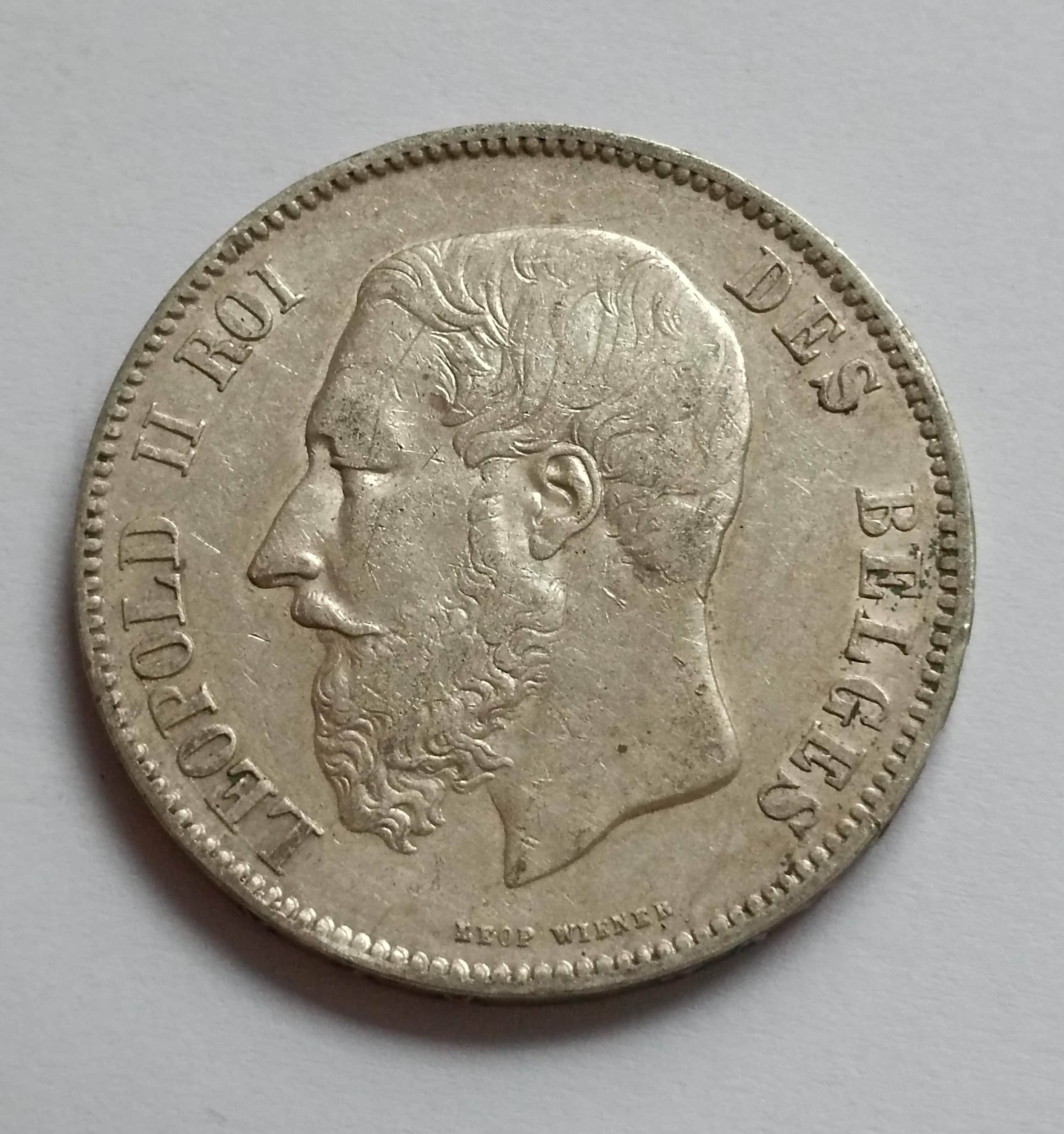 5 Francs  1869 Leopold II