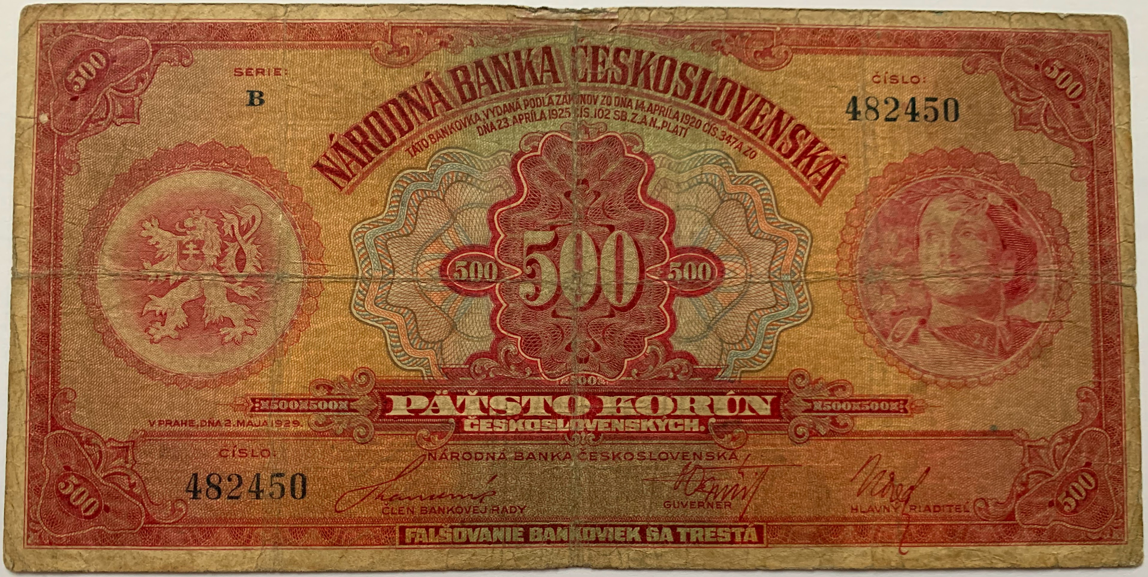 500 Kč 1929 B
