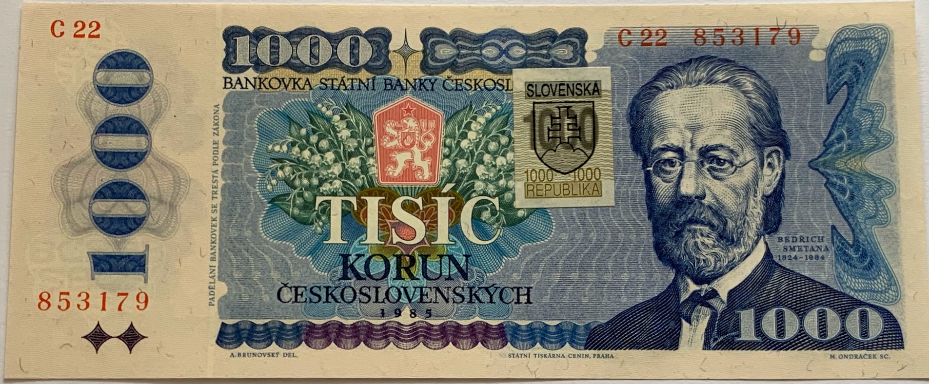 1000 Kčs 1985  C 22 SR kolok