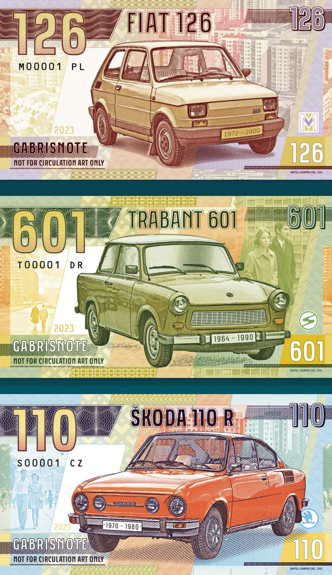 Sada Fiat 126,Trabant 601,Škoda 110 R